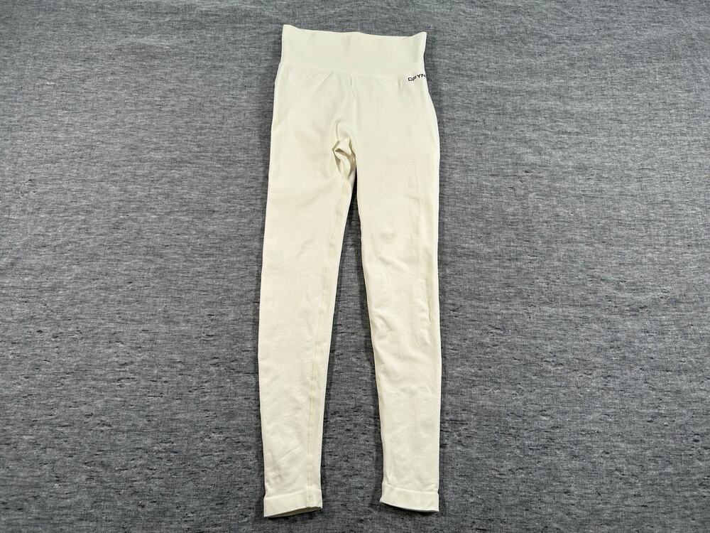 Dfyne Dynamic Leggings Womens Small 24" Cream Performance Glute Contour Stretch